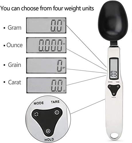 OBEST Báscula Digital para Alimentos, Cuchara de Medición Electrónica, Cuchara de Pesaje de Cocina con Pantalla LCD para Cocinar, Hornear, Harina, Especias, Medicina