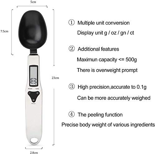 OBEST Báscula Digital para Alimentos, Cuchara de Medición Electrónica, Cuchara de Pesaje de Cocina con Pantalla LCD para Cocinar, Hornear, Harina, Especias, Medicina