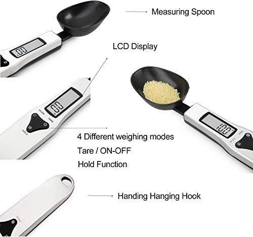 OBEST Báscula Digital para Alimentos, Cuchara de Medición Electrónica, Cuchara de Pesaje de Cocina con Pantalla LCD para Cocinar, Hornear, Harina, Especias, Medicina