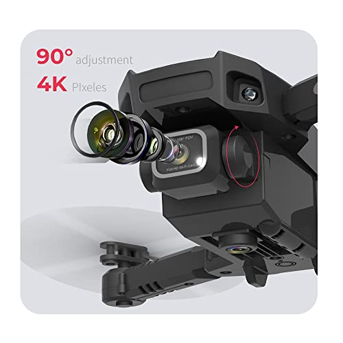 OBEST Mini Drone Plegable con Cámara 4K HD, Dual Cámara Posicionamiento de Flujo óptico Altitude Hold Vuelo de Trayectoria Una Tecla de Regreso/Despegue 3D Flip 2 Baterías Modo sin Cabeza, Negro