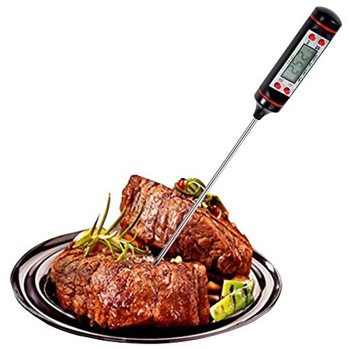 OcioDual Termometro de Cocina Comida para Temperatura Carne Bebidas Barbacoa BBQ Negro