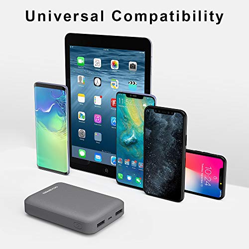 ockred Batería Externa Power Bank 10000Mah, Cargador Portátil Móvil con 2 Puertos Salidas USB Alta Velocidad y LED, Compatible con, Phone,Samsung Galaxy, Huawei Y Otros Smartphones