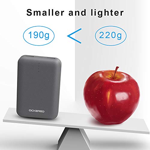 ockred Batería Externa Power Bank 10000Mah, Cargador Portátil Móvil con 2 Puertos Salidas USB Alta Velocidad y LED, Compatible con, Phone,Samsung Galaxy, Huawei Y Otros Smartphones