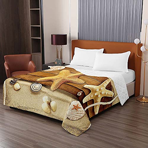 Oduo 3D Microfibra Colcha Bouti Cubrecama Multiusos Suave Verano para Cama de Matrimonio, Lavable Acolchada Edredón Ligero Manta para Todas Las Estaciones (100x150cm,Estrella de mar 4)