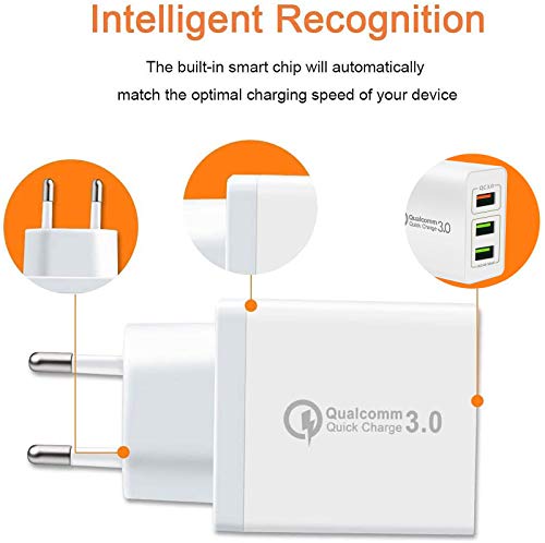 OENLY QC3.0 USB Cargador rápido Cargador Movil Universal Adaptador, 30W 3Port QC3.0 2.0 Smart Cargo sólido Desmontables en Lote schnellladeger para SamsungiPhoneiPad Huawei Google