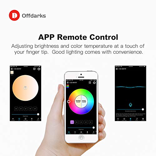 OFFDARKS Smart WiFi Plafón Compatible con Amazon Alexa y Google Assistant, Lámpara de techo LED regulable moderna Cambio de color Ambiente Fiesta para sala de estar Dormitorio Luz de noche φ47cm 72w