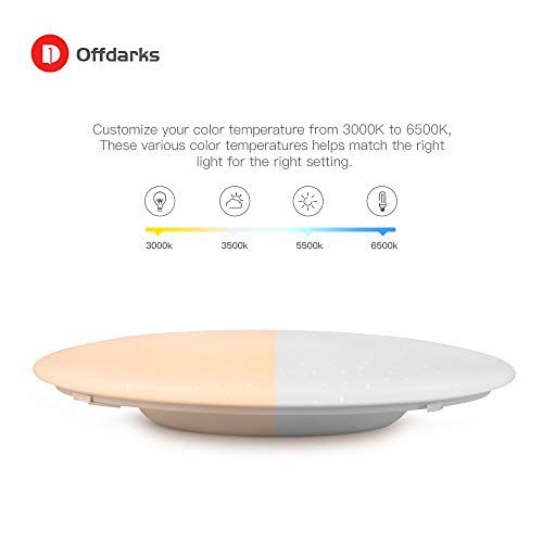 OFFDARKS Smart WiFi Plafón Compatible con Amazon Alexa y Google Assistant, Lámpara de techo LED regulable moderna Cambio de color Ambiente Fiesta para sala de estar Dormitorio Luz de noche φ47cm 72w