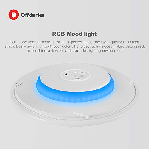 OFFDARKS Smart WiFi Plafón Compatible con Amazon Alexa y Google Assistant, Lámpara de techo LED regulable moderna Cambio de color Ambiente Fiesta para sala de estar Dormitorio Luz de noche φ47cm 72w