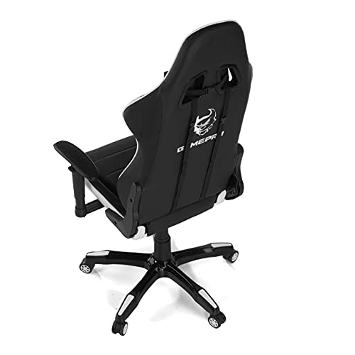 Ofichairs Silla gamePro Silla Gaming Profesional Silla de Escritorio Silla Gamer Brazos Ajustables Mecanismo de inclinación Color Blanco & Negro