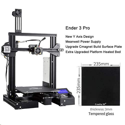 Oficial Creality Impresora 3D Ender 3 Pro con Placa de Vidrio, Placa de Superficie de Construcción Cmagnet Mejorada y Volumen de Construcción de Fuente de Alimentación Meanwell por 220x220x250mm