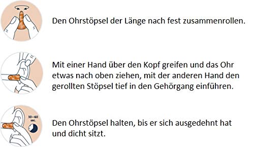 OHROPAX – Soft – 1 x 10 unidades – Tapones intrauditivos reutilizables de espuma, contra el ruido dañino – para relajarse, dormir y escuchar música