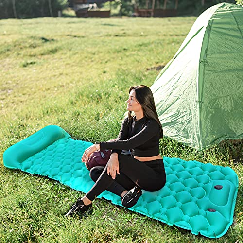 OJIRRU Esterilla Camping Ultraligera Colchoneta Autoinflable con Bomba Incorporada Impermeable Colchón Hinchable Dormir para Exteriores Senderismo Acampada (Azul)