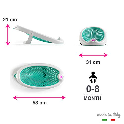 OKBABY Hamaca de baño Jelly - Hecho de materiales no tóxicos - Base antideslizante con sistema de bloqueo - Plegable, ideal para usar en bañeras - Perfecto para recién nacidos y bebés - Turquesa