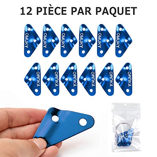 OMUKY Triange, ajustador de Cuerda de Aluminio, 3 Agujeros, Triangular, Tensor para Tienda de campaña, Camping, Senderismo (12 Unidades Azul)