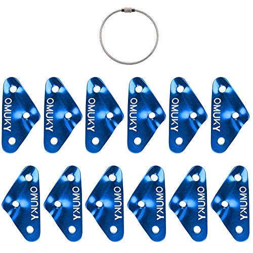 OMUKY Triange, ajustador de Cuerda de Aluminio, 3 Agujeros, Triangular, Tensor para Tienda de campaña, Camping, Senderismo (12 Unidades Azul)