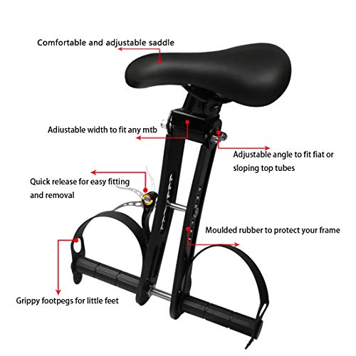 OMYAOIT Asiento de Bicicleta para Niños Ajustable con Manillar, Compatible con Todas Las Bicicletas de Montaña para Adultos, Sillines de Bicicleta para Niños de 2 a 5 Años, Aguanta hasta 48 lbs