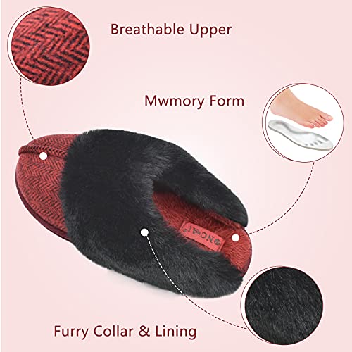 ONCAI Pantuflas Mujer Casa Invierno Caliente Peluche Zapatillas para Espuma De Memoria Cómodas Antideslizantes Zapatillas Talla de 38