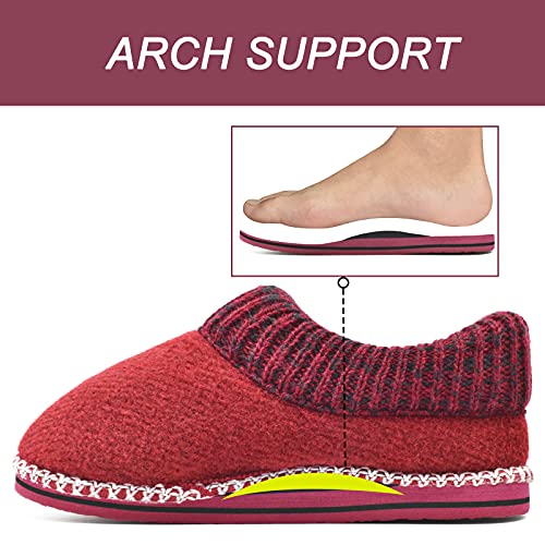 ONCAI Zapatillas Casa Mujer Apoyo del Arco Memory Foam Invierno Cozy Calienta Cómoda Pantuflas Mujer Fieltro Cálido Forro de Felpa Slippers Rojo 38 EU