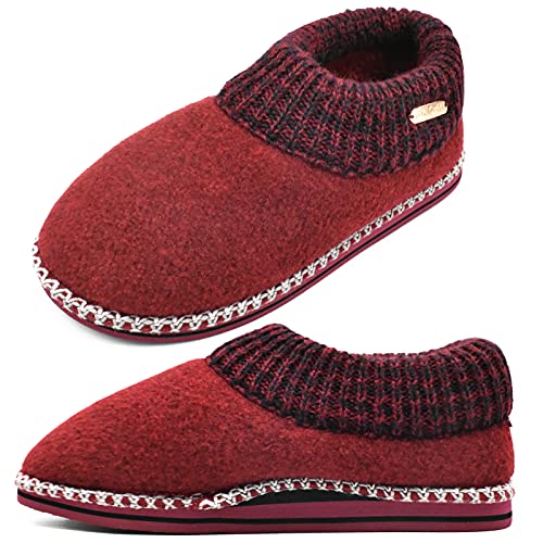 ONCAI Zapatillas Casa Mujer Apoyo del Arco Memory Foam Invierno Cozy Calienta Cómoda Pantuflas Mujer Fieltro Cálido Forro de Felpa Slippers Rojo 38 EU