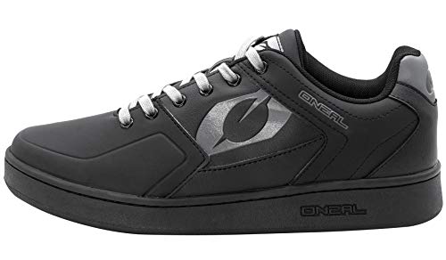 O'NEAL | Zapatillas de Bicicleta de Montaña | MTB Downhill | Equilibrio Entre Agarre y Reposo del Pie, Suela de Panal | Zapato de Pedal Plano con Clavos Edición TBS | Adulto | Negro Gris | Talla 46