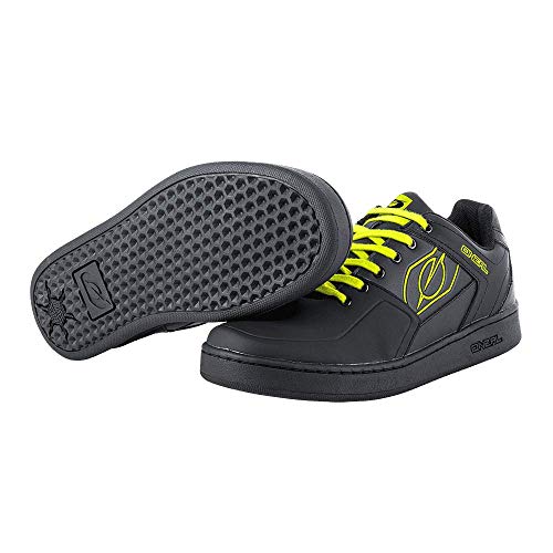 O'NEAL | Zapatillas de Bicicleta | MTB Downhill Freeride | Equilibrio Entre Agarre y posición del pie, Suela de Panal | Zapato de Pedal Plano con Clavos | Adultos | Negro Neón Amarillo | Talla 44