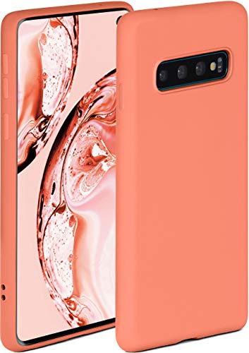 ONEFLOW Carcasa blanda compatible con Samsung Galaxy S10 de silicona, borde elevado para protección de pantalla, doble capa, suave funda – coral mate