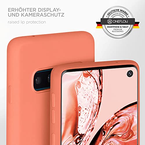 ONEFLOW Carcasa blanda compatible con Samsung Galaxy S10 de silicona, borde elevado para protección de pantalla, doble capa, suave funda – coral mate