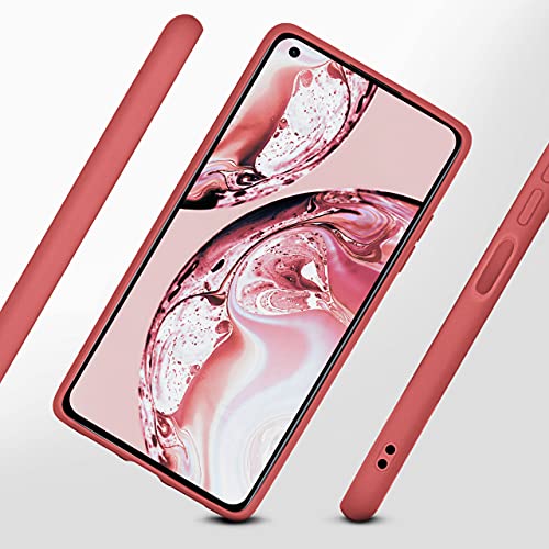 ONEFLOW Funda blanda compatible con Xiaomi Mi 11 Lite/11 Lite 5G Funda de silicona con bordes elevados para protección de pantalla, doble capa, suave funda para teléfono móvil - rojo mate