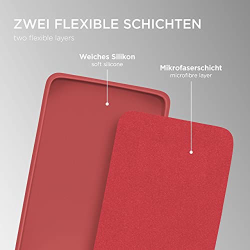 ONEFLOW Funda blanda compatible con Xiaomi Mi 11 Lite/11 Lite 5G Funda de silicona con bordes elevados para protección de pantalla, doble capa, suave funda para teléfono móvil - rojo mate