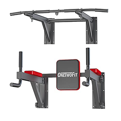 ONETWOFIT Barra para Dominadas de Múltiples Funciones de Montaje en la Pared Juego de Estación de Entrenamiento Estación de Dominadas en Casa Entrenamiento Equipo para Entrenamiento, Carga150kg OT076