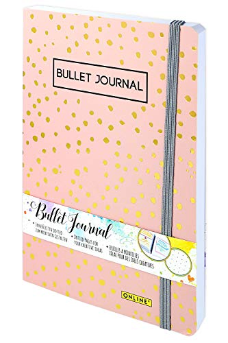 Online Bullet Journal Spotlights Rose- Cuaderno de notas (120 g/m², papel FSC, DIN A5, 144 páginas interiores con puntos/punteados, tapa blanda de goma, diario para notas, bocetos, lettering), (70042)