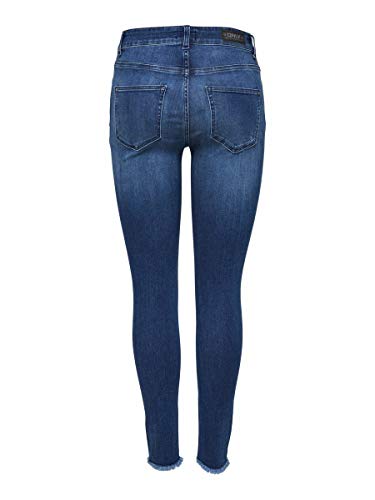 Only Nos Onlblush Mid Ank Raw Jeans Rea2077 Noos, Vaqueros Skinny para Mujer, Azul (Medium Blue Denim), W38/L34 (Talla del Fabricante: Medium)