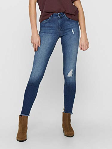 Only Nos Onlblush Mid Ank Raw Jeans Rea2077 Noos, Vaqueros Skinny para Mujer, Azul (Medium Blue Denim), W38/L34 (Talla del Fabricante: Medium)