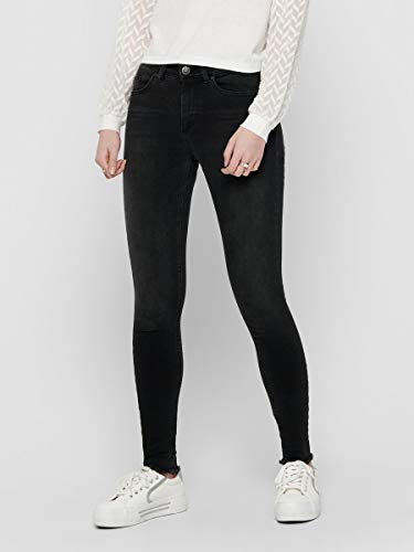 ONLY Onlblush Mid Ank Raw Jeans Rea1099 Noos, Vaqueros skinny Mujer, Negro (Black Denim Black Denim), W27/L30 (Talla fabricante: Small)