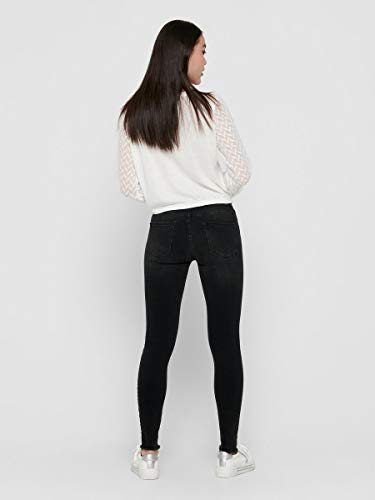 ONLY Onlblush Mid Ank Raw Jeans Rea1099 Noos, Vaqueros skinny Mujer, Negro (Black Denim Black Denim), W27/L30 (Talla fabricante: Small)