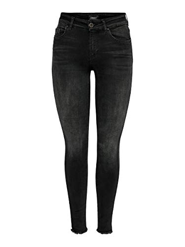 ONLY Onlblush Mid Ank Raw Jeans Rea1099 Noos, Vaqueros skinny Mujer, Negro (Black Denim Black Denim), W27/L30 (Talla fabricante: Small)