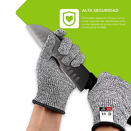 OnlyBP Guantes Anticorte (1 par), Guantes de protección y anticorte, Guantes resistentes a los Cortes Nivel 5 (M)