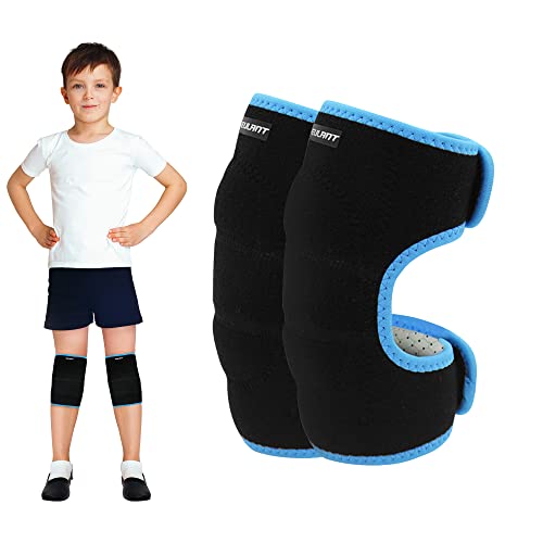 ONTYZZ Niños Rodilleras Ajustable Niños Niñas Protector de Apoyo de Rodilla con Almohadilla SBR Engrosada Guardia Envuelve para el Ciclismo Cuesta Abajo Bailando Voleibol Negro-Azul/S