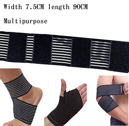 ONTYZZ Soporte de Vendaje de Codo 1 Par Alta Elasticidad Vendaje de Muñeca Soporte de Mano para Aliviar Esguince de Dolor Muscular Lesión Deportiva Soporte de Vendaje de Tobillo Negro/90cm