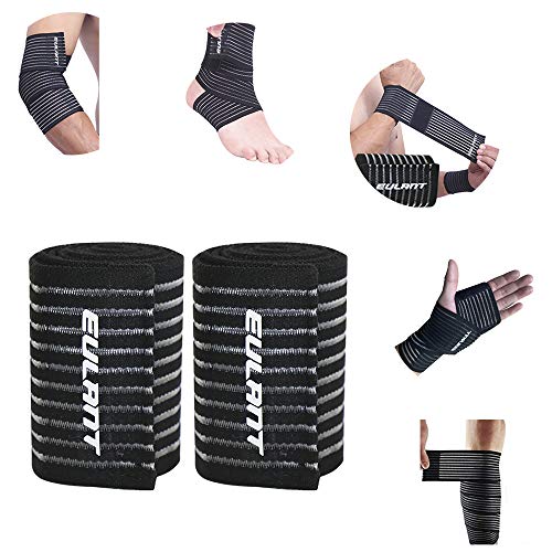 ONTYZZ Soporte de Vendaje de Codo 1 Par Alta Elasticidad Vendaje de Muñeca Soporte de Mano para Aliviar Esguince de Dolor Muscular Lesión Deportiva Soporte de Vendaje de Tobillo Negro/90cm