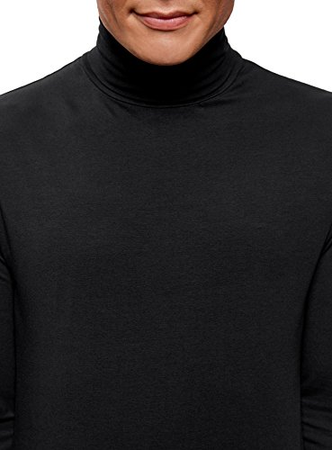 oodji Ultra Hombre Suéter de Cuello Alto Básico Ajustado, Negro, XXL