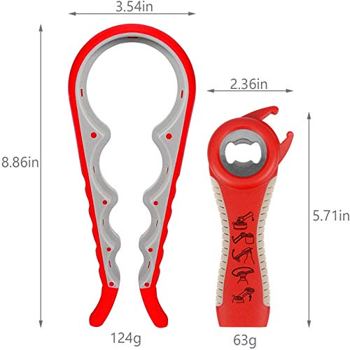 Opaceluuk Kit de abridor de Botellas, 5 en 1 y 4 en 1, multifunción, fácil de Usar para niños, Ancianos y sufridores de Artritis, Ayuda de Agarre de Mano de Silicona