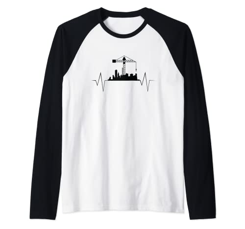 Operador de grúa Construcción Sitio Ciudad Estilo Camiseta Manga Raglan