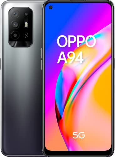 OPPO A94 5G - Pantalla 6,43" (AMOLED FHD+ 90Hz, 8 GB RAM+ 128 GB Almacenamiento, Mediatek Dimensity 800U, Cuádruple cámara 48+8+2+2 MP, 4310 mAh con carga rápida de 30 W) Negro [Versión ES/PT]