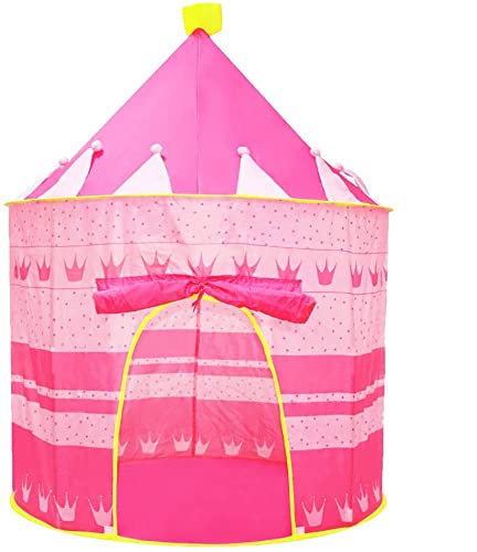 Opret Tienda de Princesa para Niñas Pop Up Carpa Plegable para Niños Carpa Rosa con Bolsa de Transporte y Luz de Cadena para Interiores y Exteriores