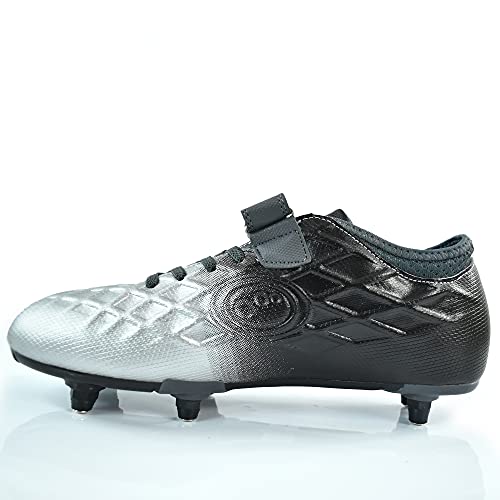 Optimum Ignisio Easy Fijar Junior - Botas de fútbol (6 tachones), color negro y plateado, color Negro, talla 31 EU