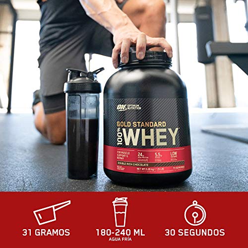 Optimum Nutrition Gold Standard 100% Whey Proteína en Polvo, Glutamina y Aminoácidos Naturales, BCAA, Fresa Deliciosa, 76 Porciones, 2.28kg, Embalaje Puede Variar