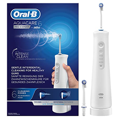 Oral-B Aquacare Pro-Expert Irrigador Bucal Portátil con Tecnología Oxyjet y 6 Modos de Limpieza - Blanco