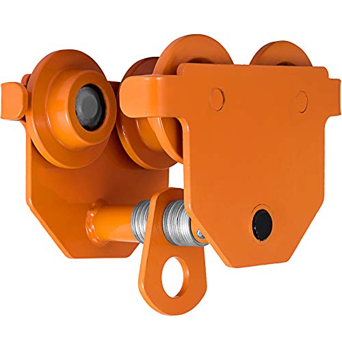 OrangeA Carro de Vigas Capacidad 0.5T, Carrito Grúa Manual de Acero Ancho de Brida de Viga en I: 2,5'' - 5,5'', Carro de Haz Inoxidable con 4 Ruedas Resistentes para Almacenes Garajes