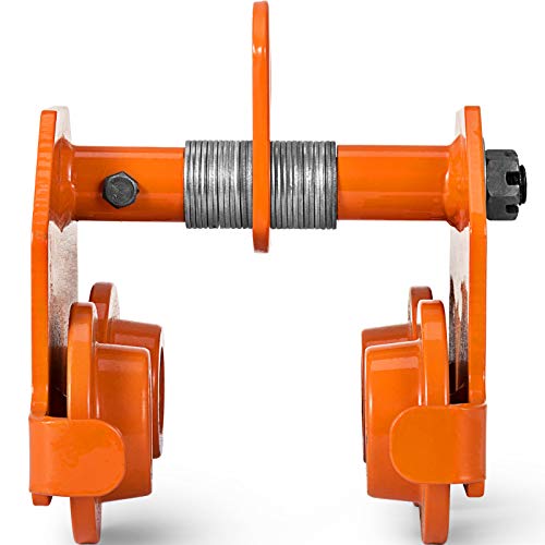 OrangeA Carro de Vigas Capacidad 0.5T, Carrito Grúa Manual de Acero Ancho de Brida de Viga en I: 2,5'' - 5,5'', Carro de Haz Inoxidable con 4 Ruedas Resistentes para Almacenes Garajes